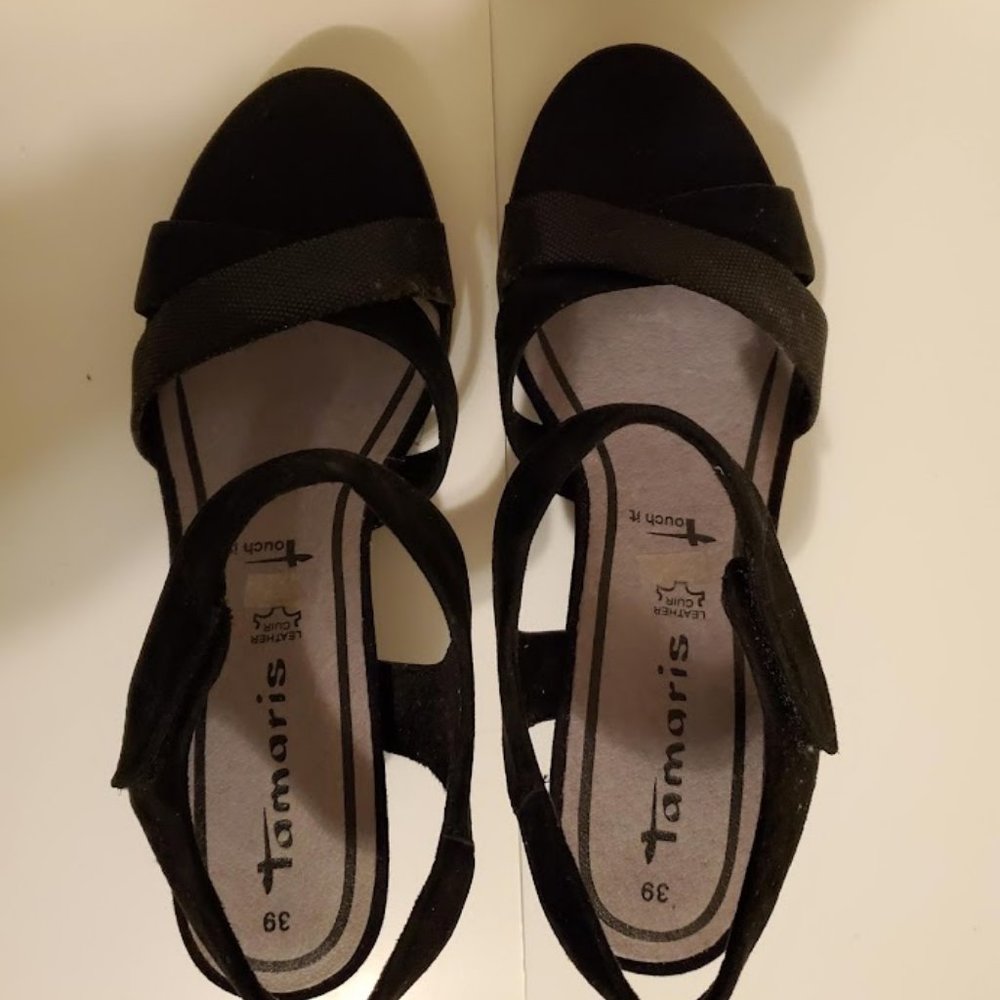 Tamaris ALIS Womens Black Slingback Sandals - Size 8 / EU 39